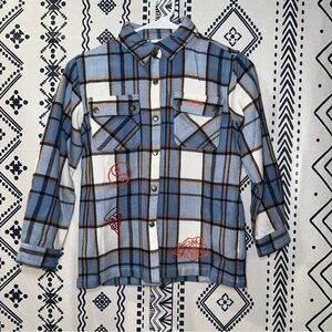 Disney Turning Red Panda‎ Girls Plaid Flannel Shirt Size 7/8